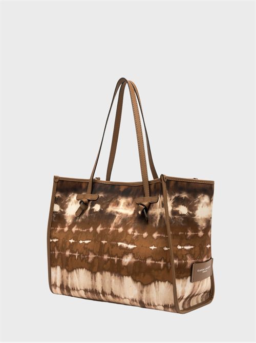 Shopping bag Marcella in tessuto semilucido tie-dye con profili in pelle GIANNI CHIARINI MARCELLA | BS6850FEZCUOIO